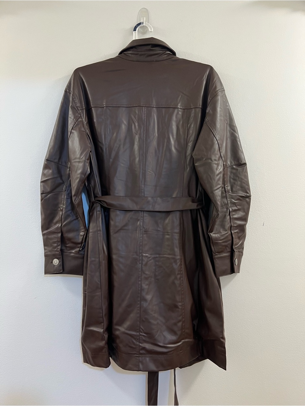 Women's Long Sleeve Faux Leather Mini Shirtdress - Future Collective Brown - Picture 8 of 14